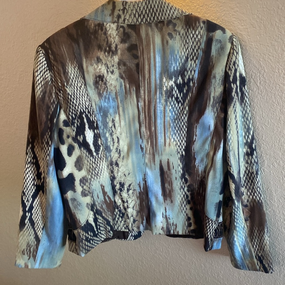 Alberto Makali Brown Tan Blazer with Animal Print/ Size 14 - Picture 5 of 7